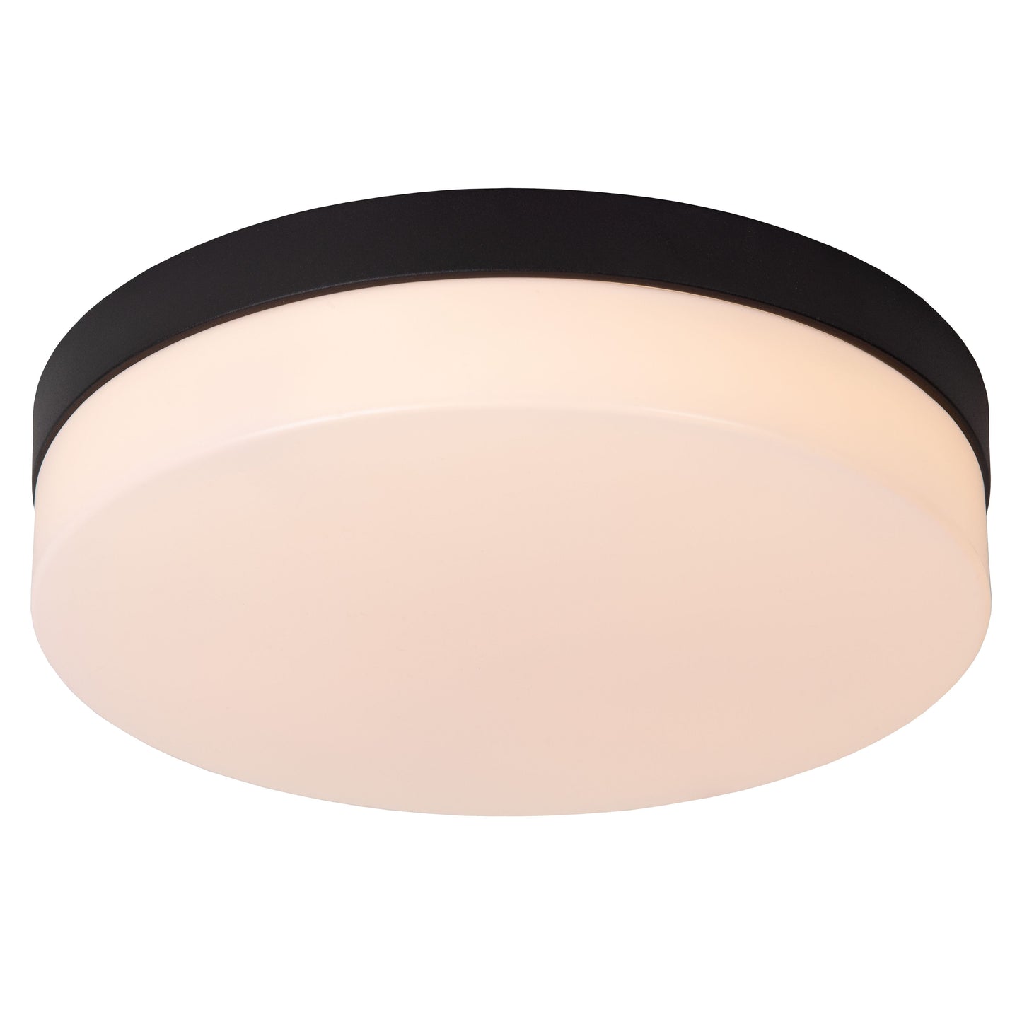 Lucide BISKIT - Flush ceiling light Bathroom - Ø 28 cm - LED - 1x18W 2700K - IP44 - Motion & Day/Night Sensor - Black