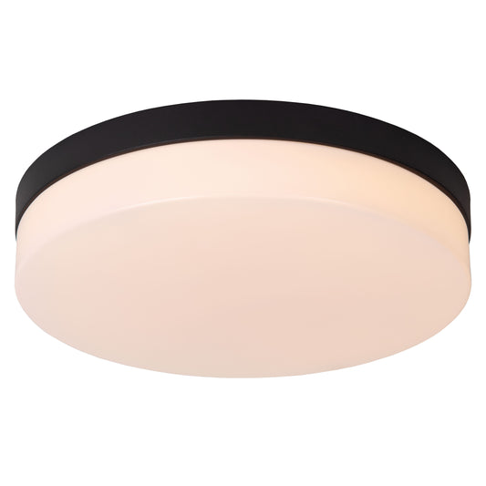 Lucide BISKIT - Flush ceiling light Bathroom - Ø 34,5 cm - LED - 1x24W 2700K - IP44 - Motion & Day/Night Sensor - Black