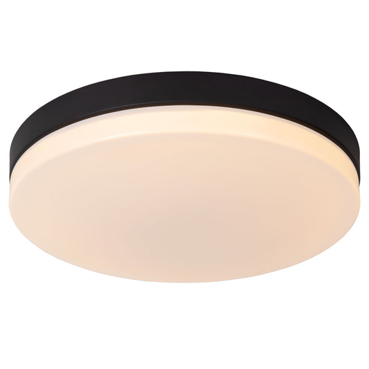 Lucide BISKIT - Flush ceiling light Bathroom - Ø 40 cm - LED - 1x36W 2700K - IP44 - Motion & Day/Night Sensor - Black