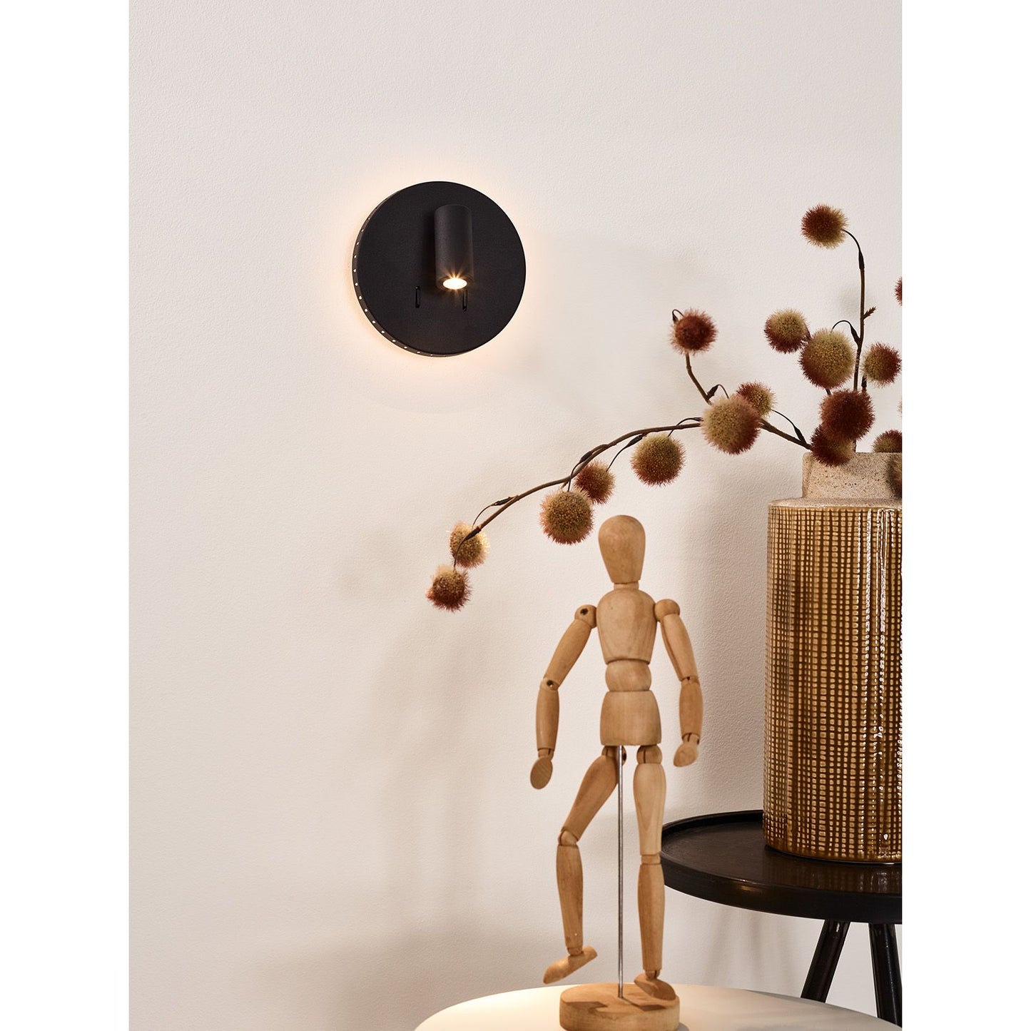 Lucide BENTJER - Bedside lamp / Wall light - Ø 14 cm - LED - 3000K - Black