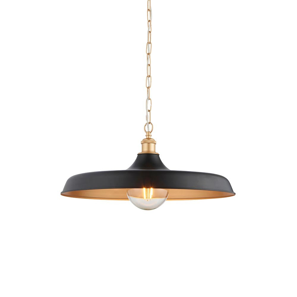 Matt black and satin gold mid century pendant