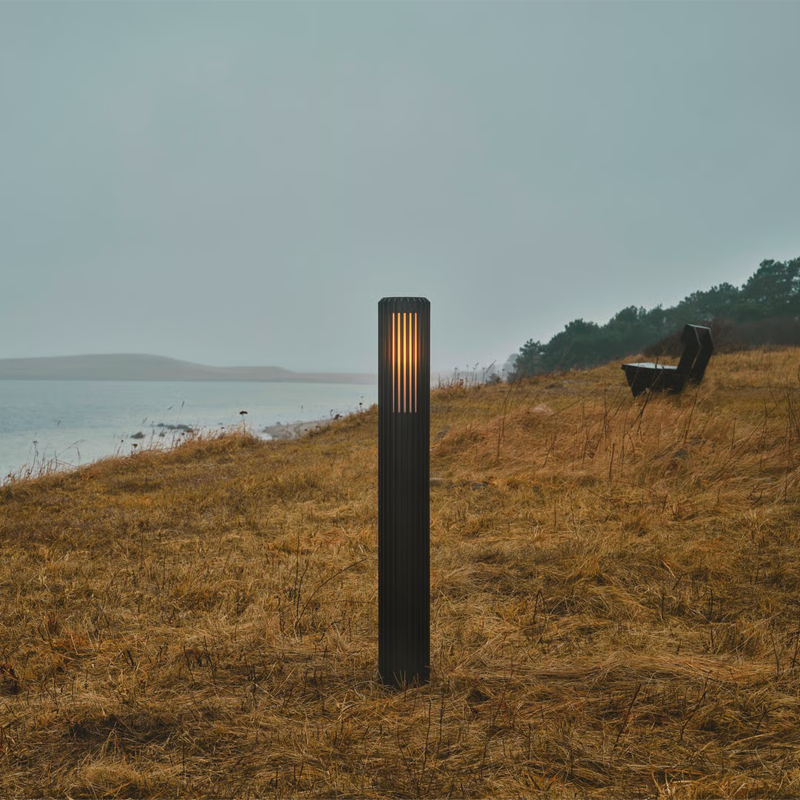 Black Aluminium Outdoor Bollard Lamp - 95cm