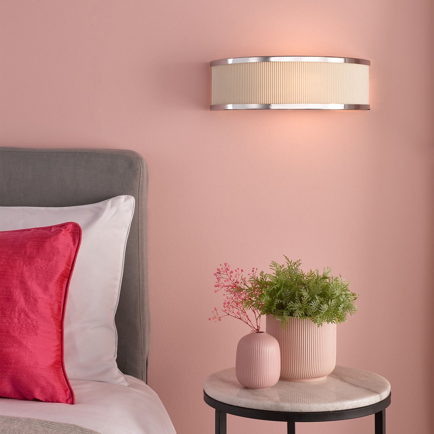 Alvaro Wall Light Polished Chrome With Ivory Shade