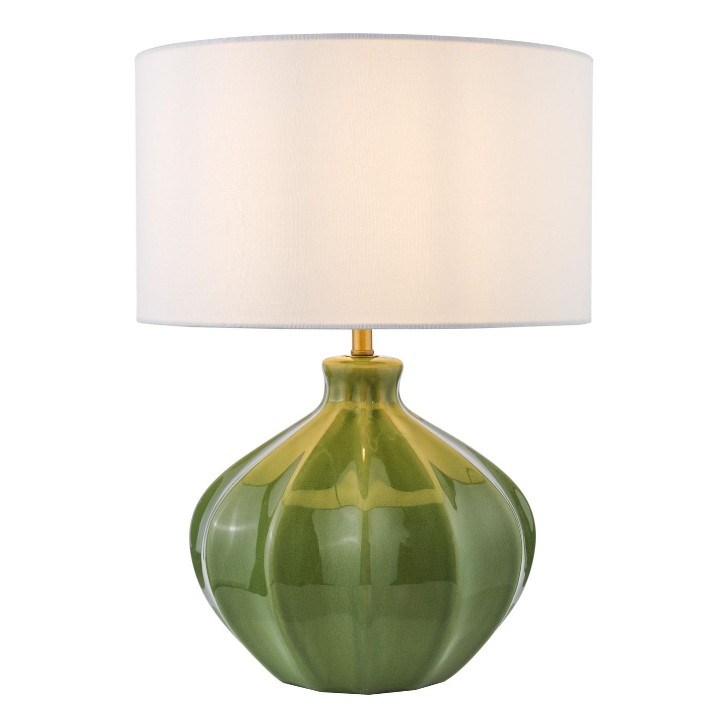 Amrita Ceramic Table Lamp Green and Antique Brass With Shade