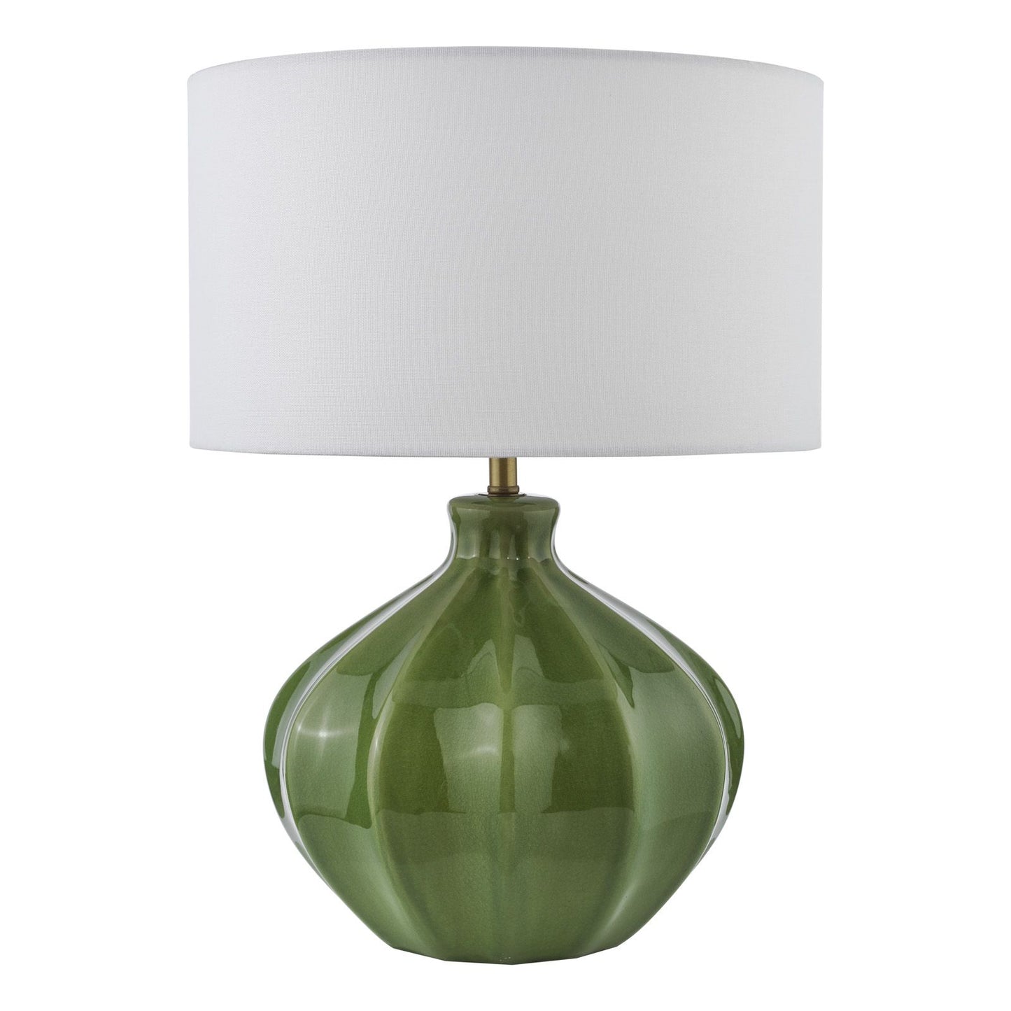 Amrita Ceramic Table Lamp Green and Antique Brass With Shade