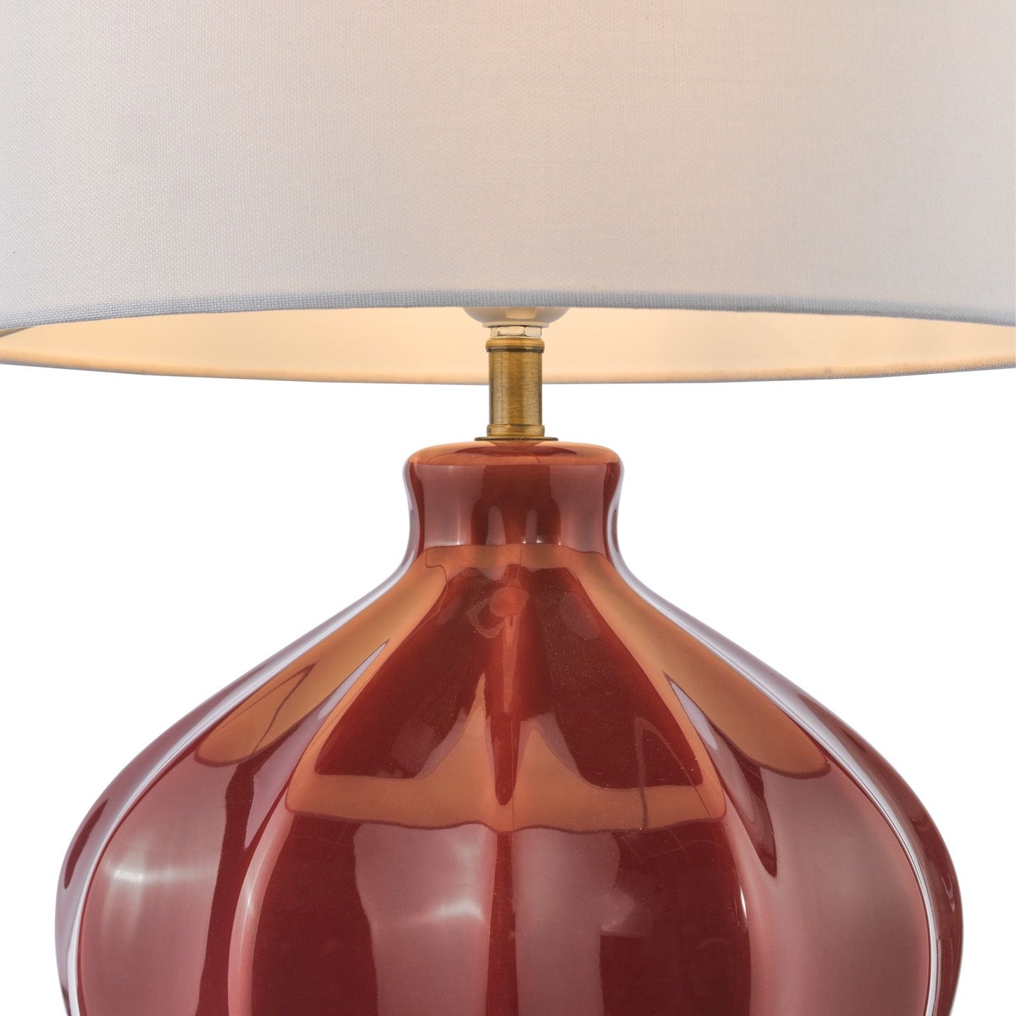 Amrita Ceramic Table Lamp Red and Antique Brass With Shade