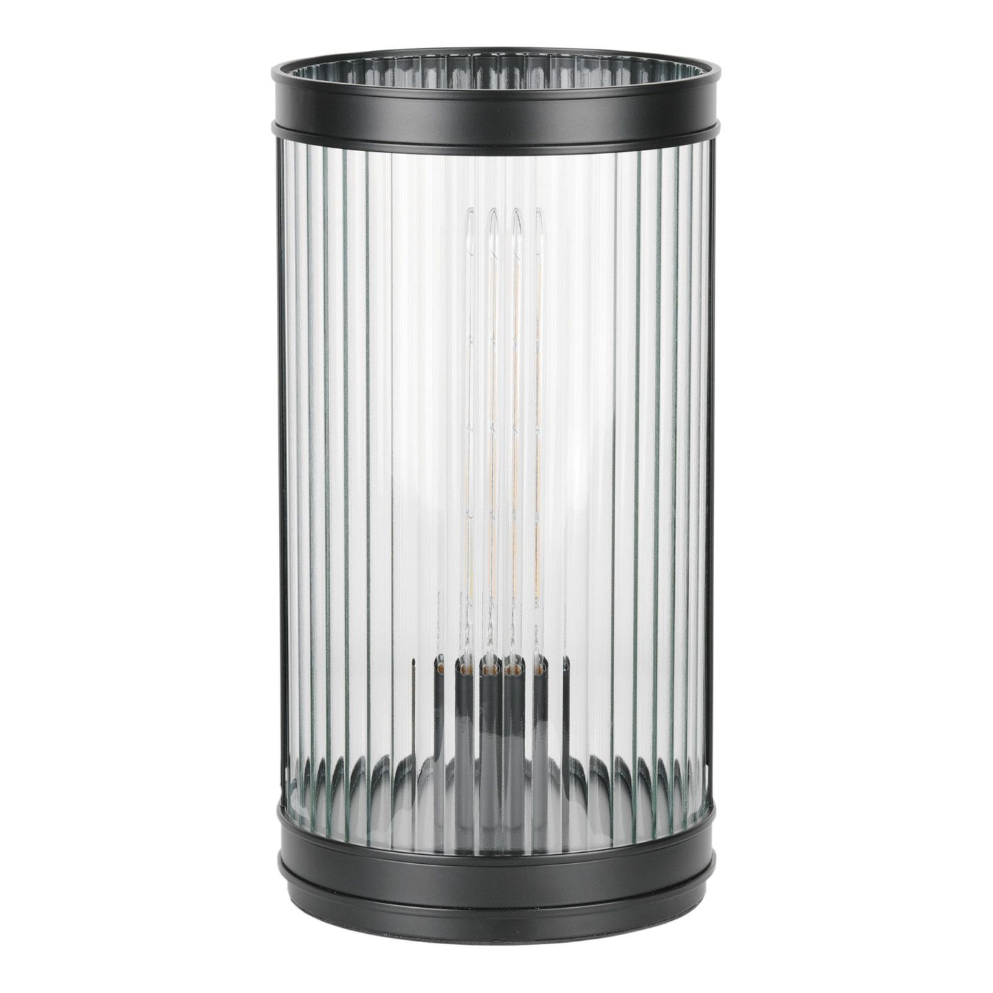 Bianka Table Lamp Matt Black and Ribbed Glass