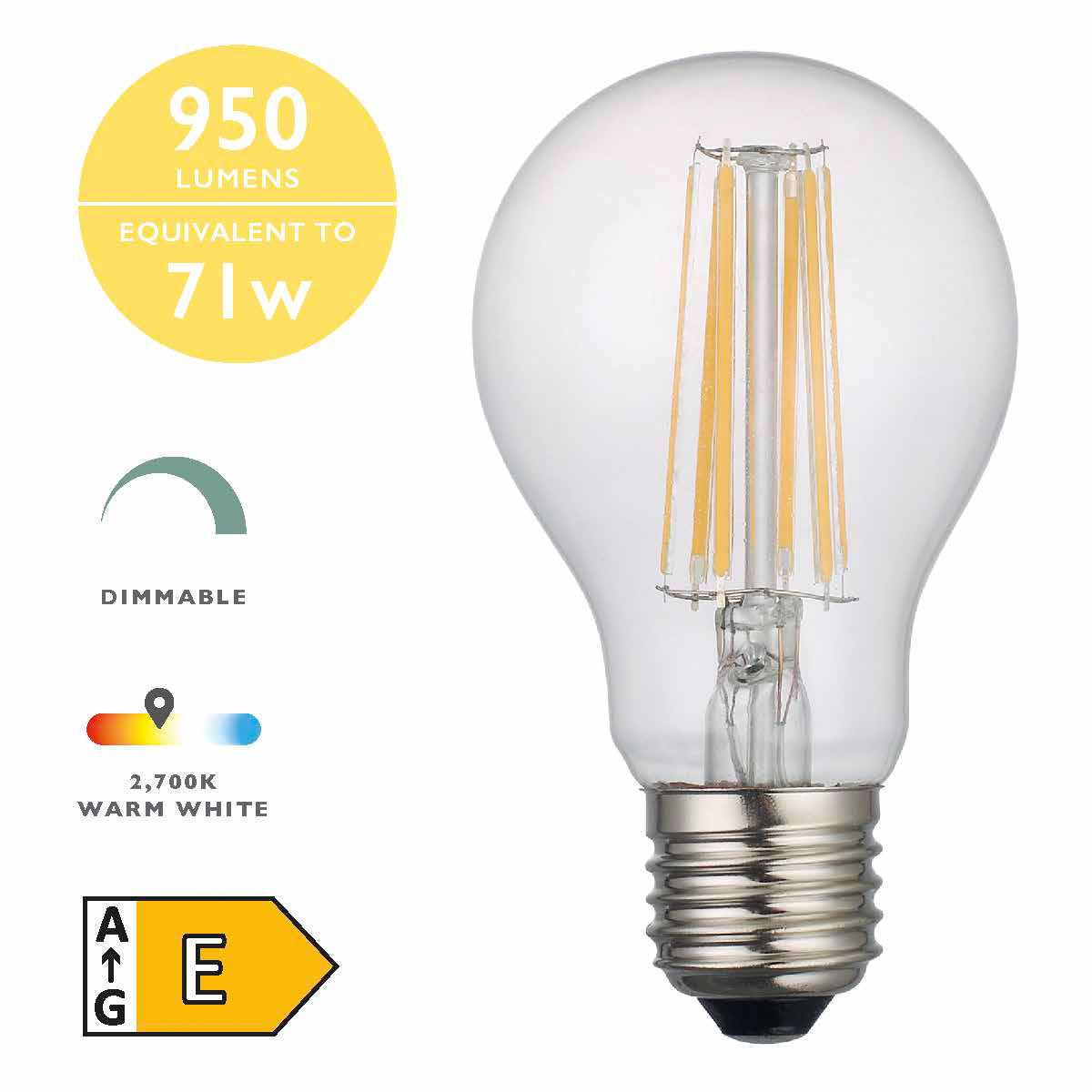 (Pack of 5) LED Light Bulb (Lamp) ES/E27 8W 950LM