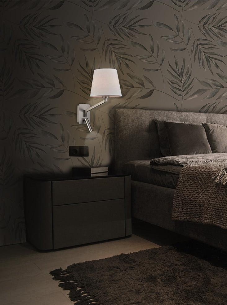 Blyton swing arm wall light with LED reading light and USB