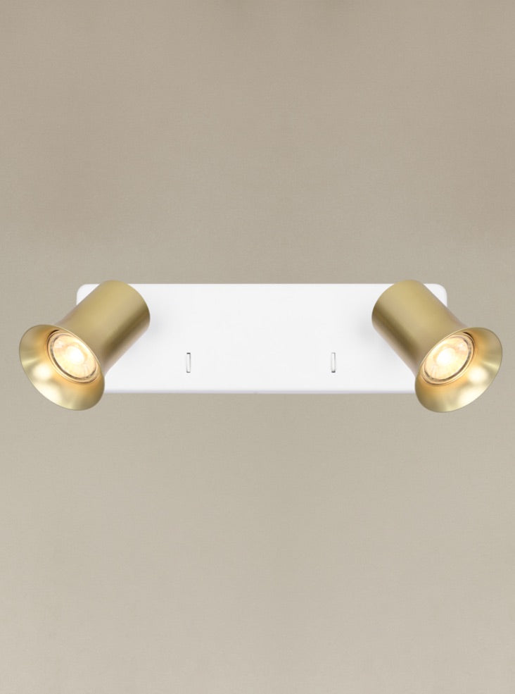 Broadway 2lt Spotlight Matt White with Satin Brass sleeve