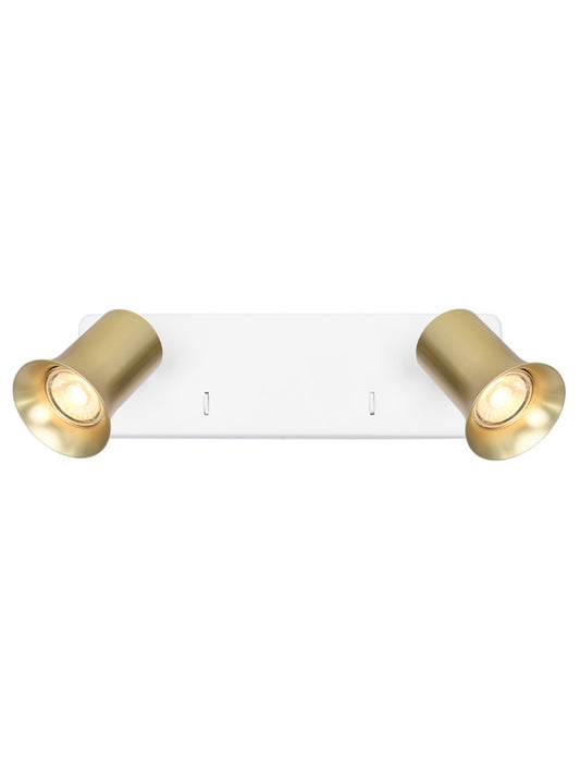 Broadway 2lt Spotlight Matt White  with Satin Brass sleeve