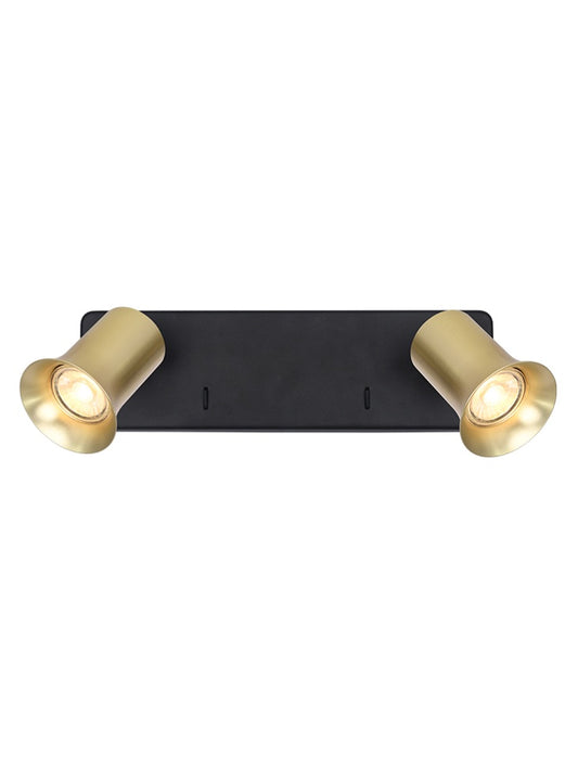 Broadway 2lt Spotlight Matt Black with satin brass sleeve