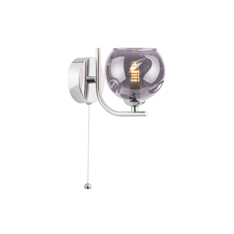 Cradle Wall Light Polished Chrome - Smoked Dimpled Glass
