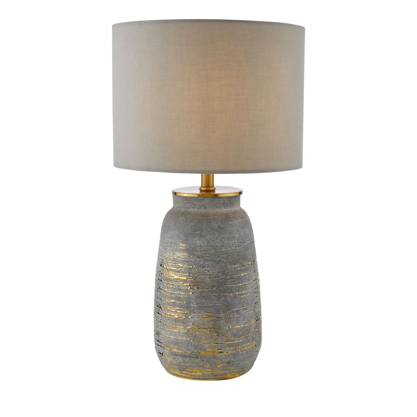 Creon Ceramic Table Lamp Grey and Antique Brassss With Shade