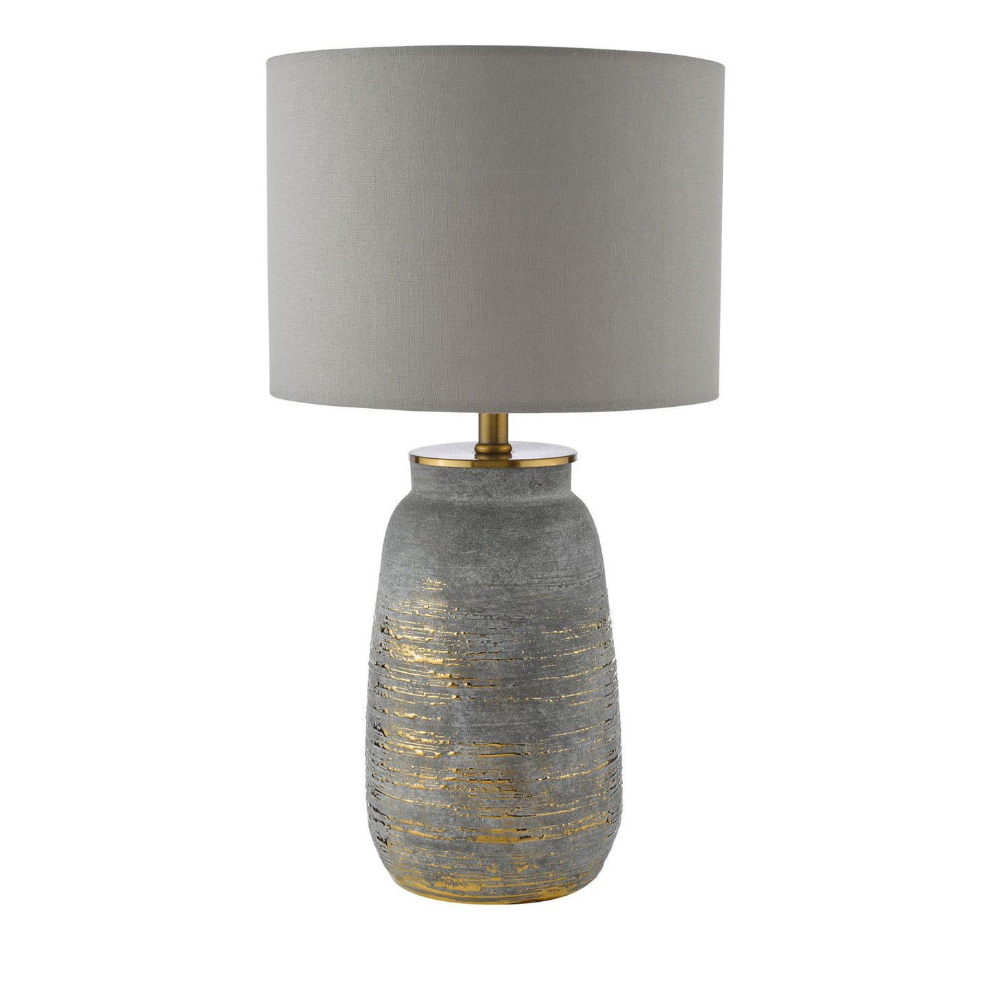 Creon Ceramic Table Lamp Grey and Antique Brassss With Shade