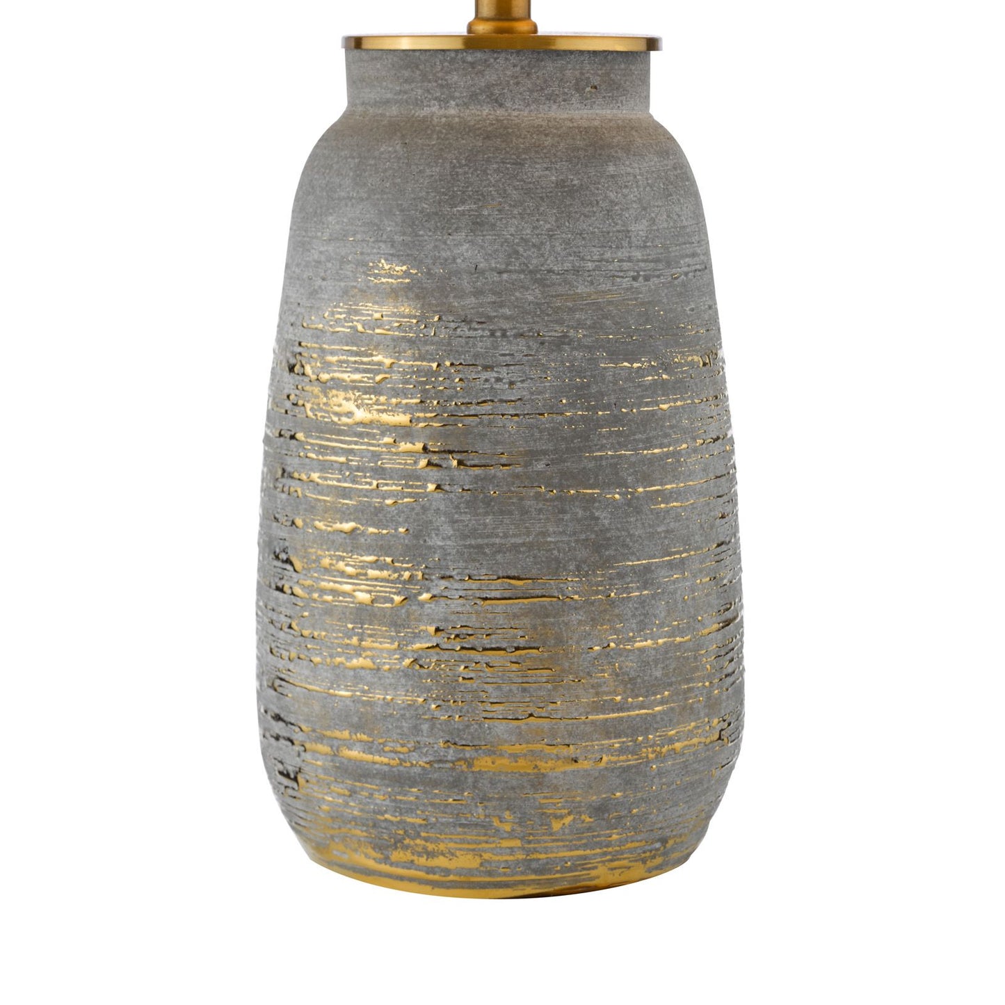 Creon Ceramic Table Lamp Grey and Antique Brassss With Shade