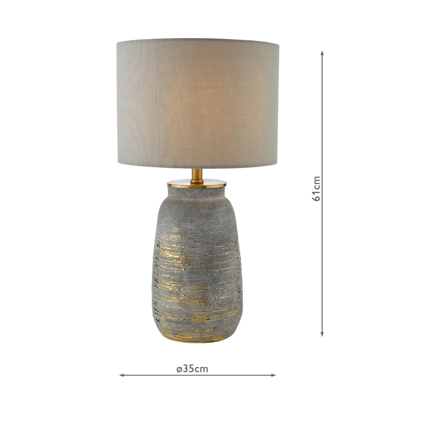 Creon Ceramic Table Lamp Grey and Antique Brassss With Shade