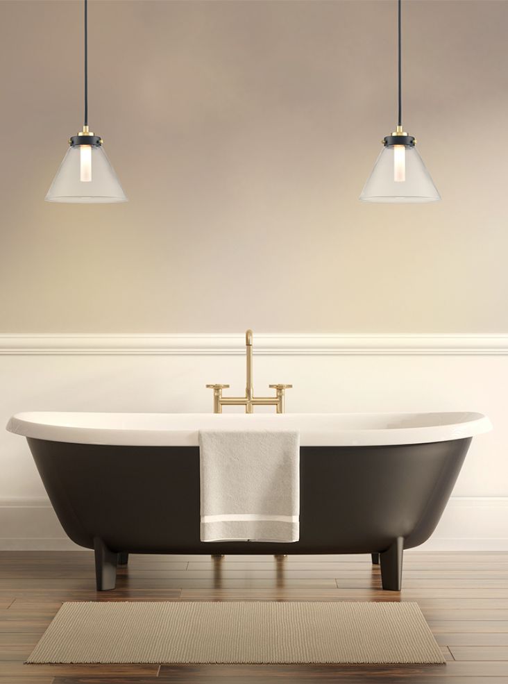 Conica Pendant matt black and aged brass