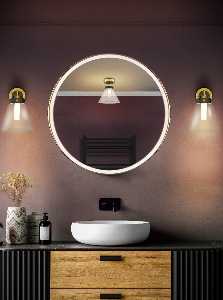 Conica Wall Light Matt Black and Aged Brass