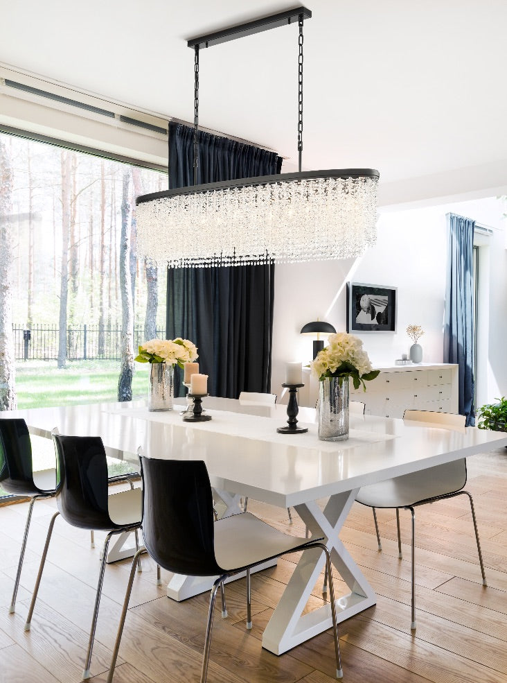 Coral 12lt Oval Pendant in Matt Black