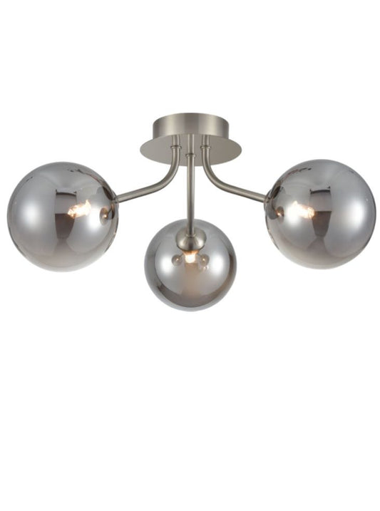Cosmic 3 light fitting in satin nickel with smoke glass