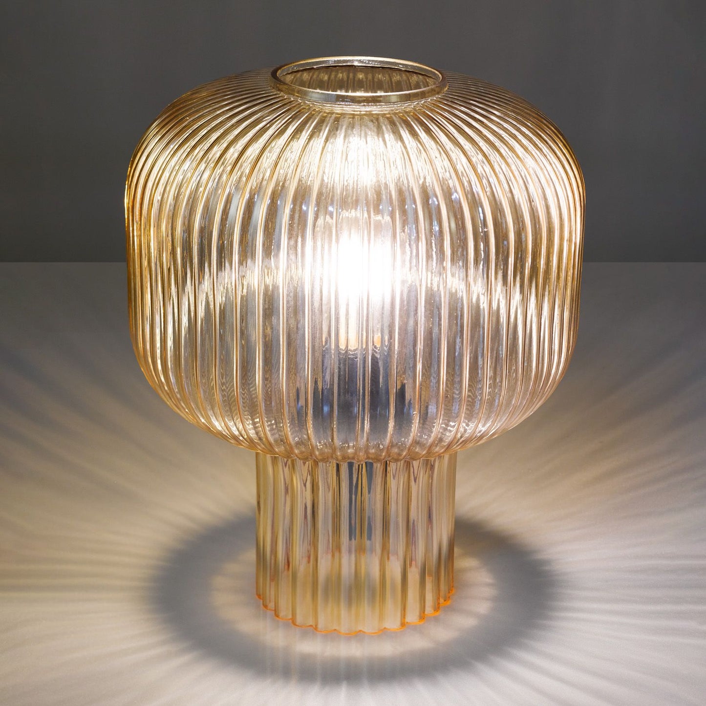 Demarius Table Lamp Amber Ribbed Glass