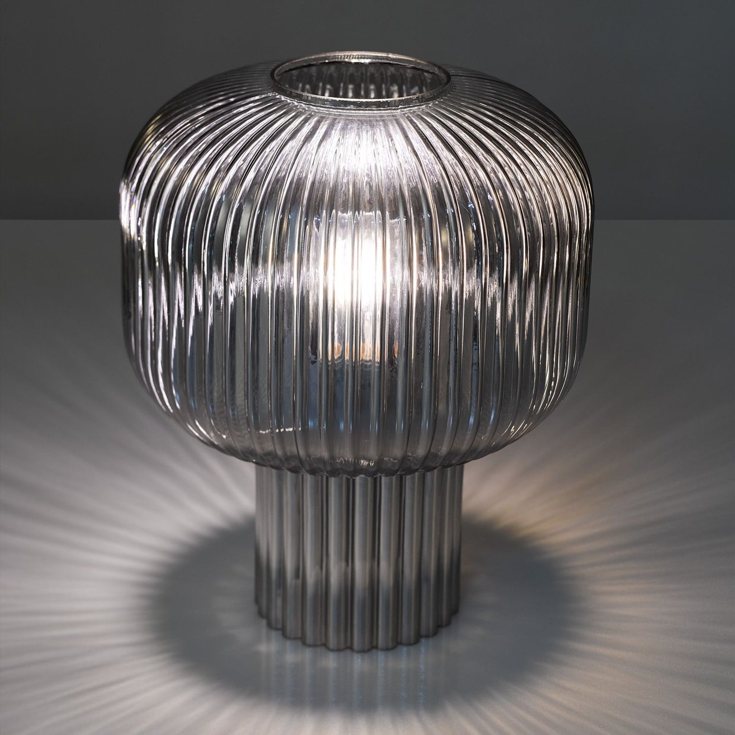 Demarius Table Lamp Smoked Ribbed Glass