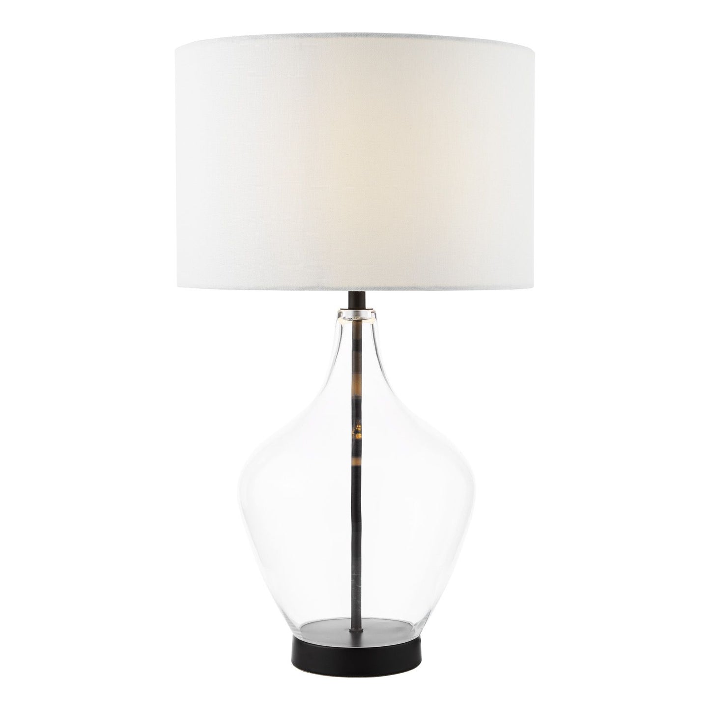 Drago Table Lamp Glass and Matt Black With Shade