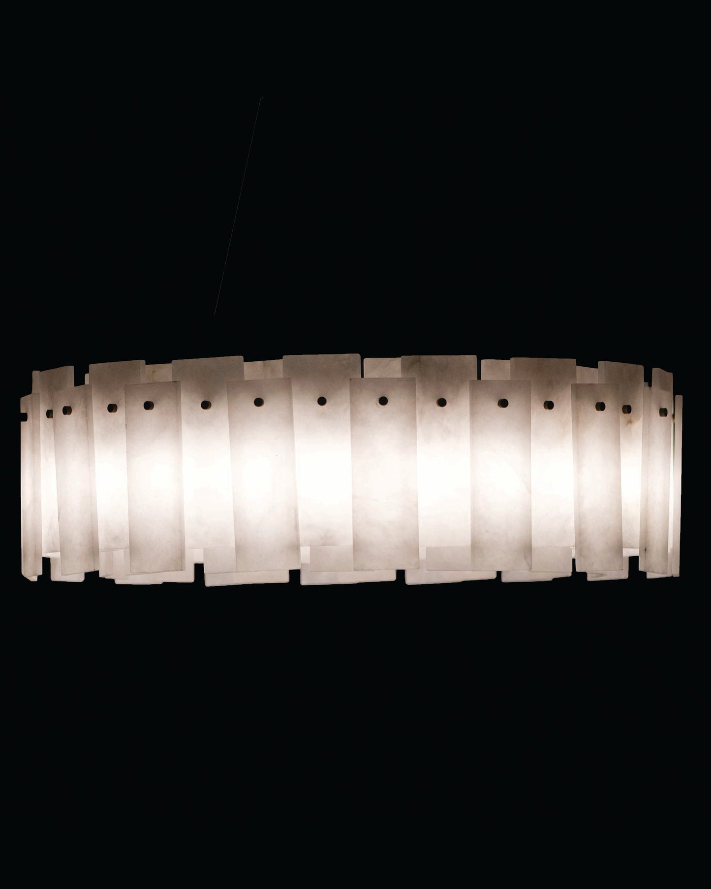 Alabaster Panel D60cm Ring Pendant Antique Brass