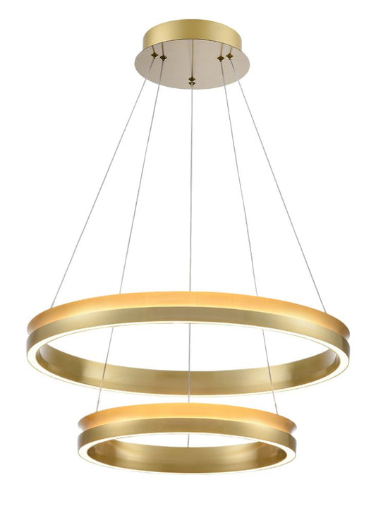 Eternity Double Tiered Satin Brass LED Pendant