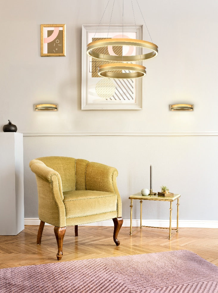Eternity Double Tiered Satin Brass LED Pendant