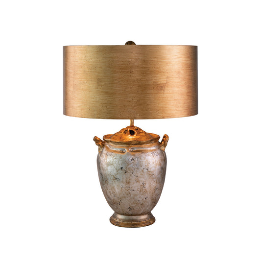 Jackson 1 Light Table Lamp – Antiqued Silver with Gold Leaf Accents (Stock ETA)