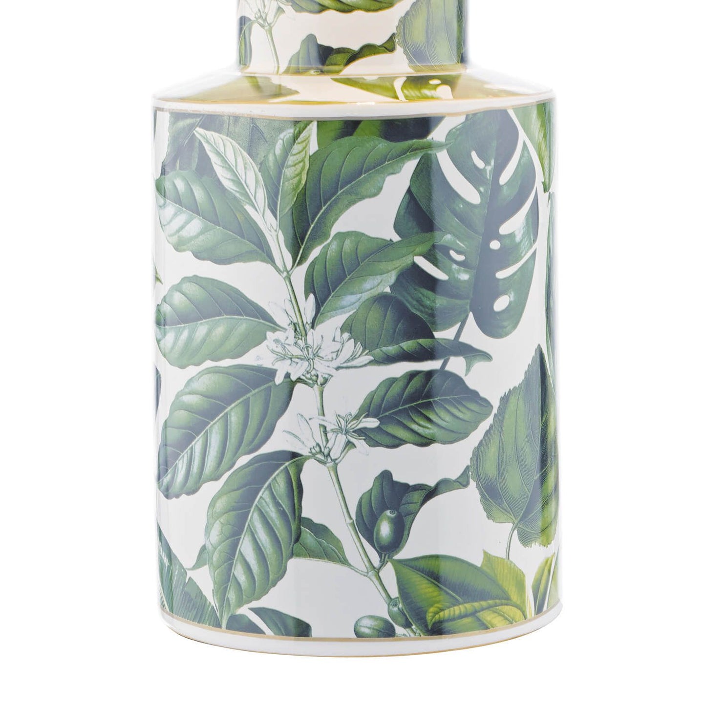 Filip Table Lamp Green Leaf Print With Shade