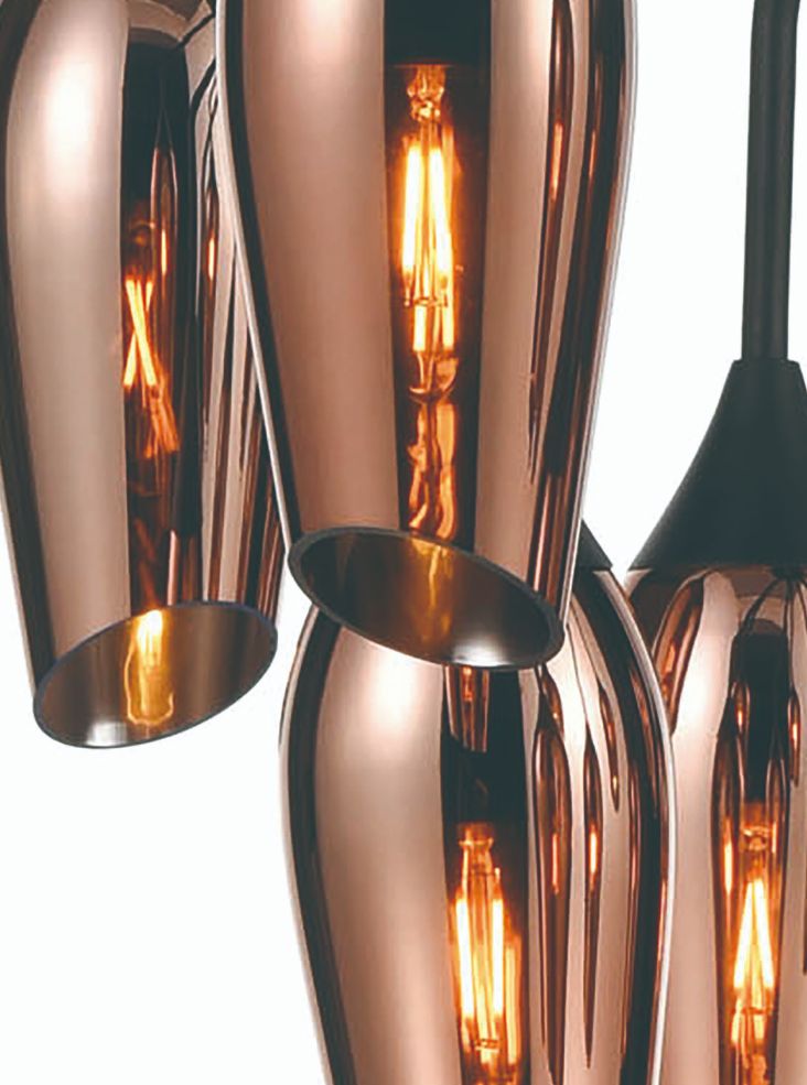 Taper 12 light with Copper Glass