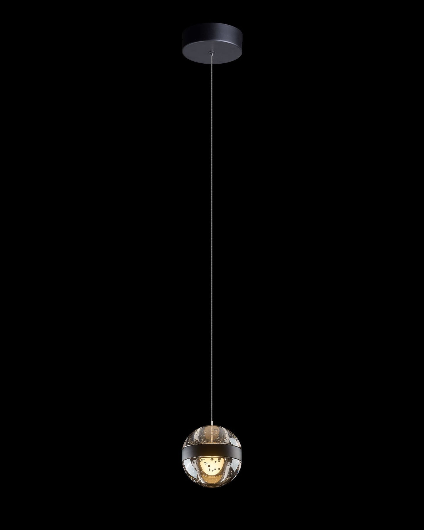 Frizzante Single Pendant Matt Black Smoke Glass Non Dim Light