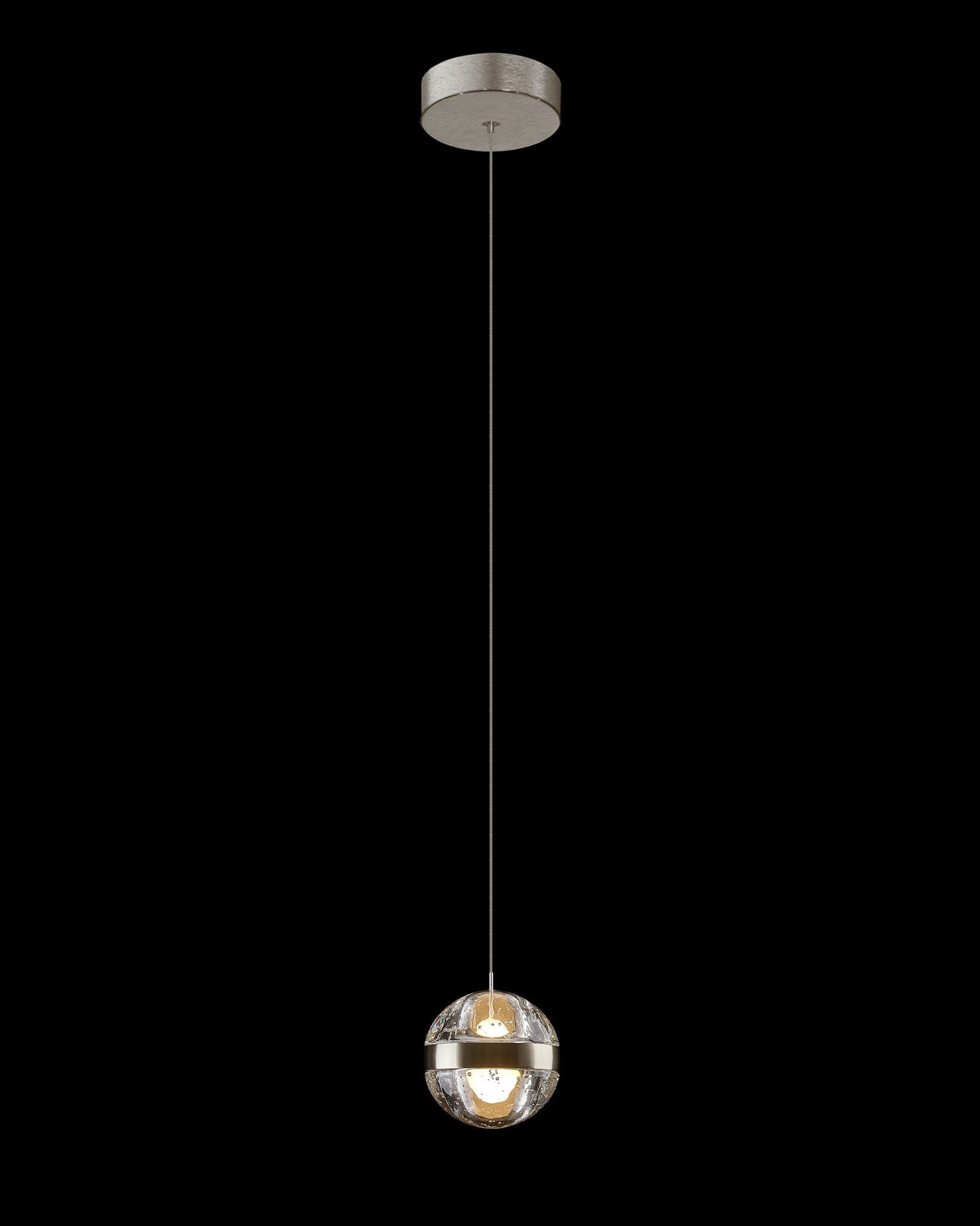 Frizzante Single Pendant Satin Nickel Clear Glass Non Dim Light