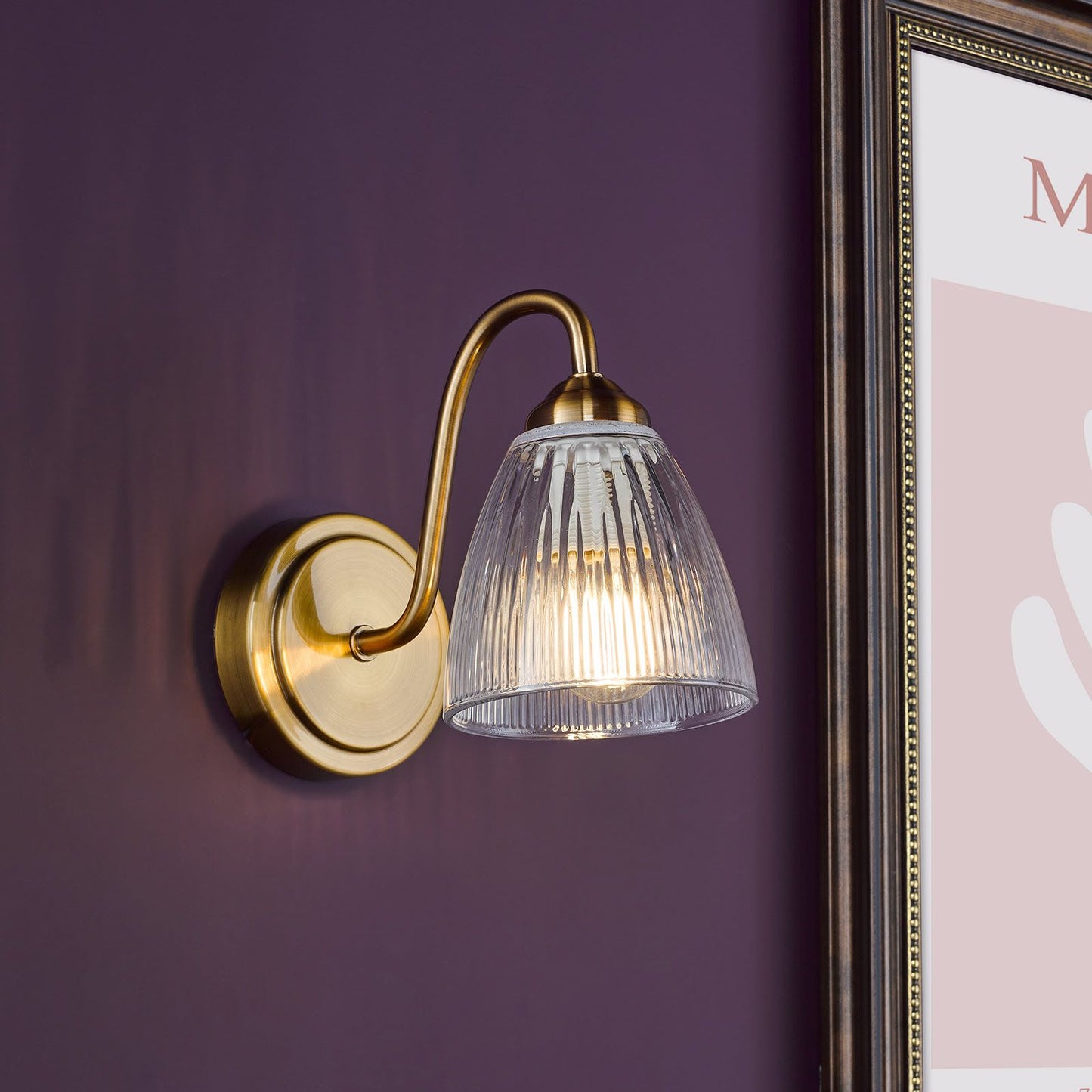 Glynis Wall Light Antique Bronze and Ribbed Glass