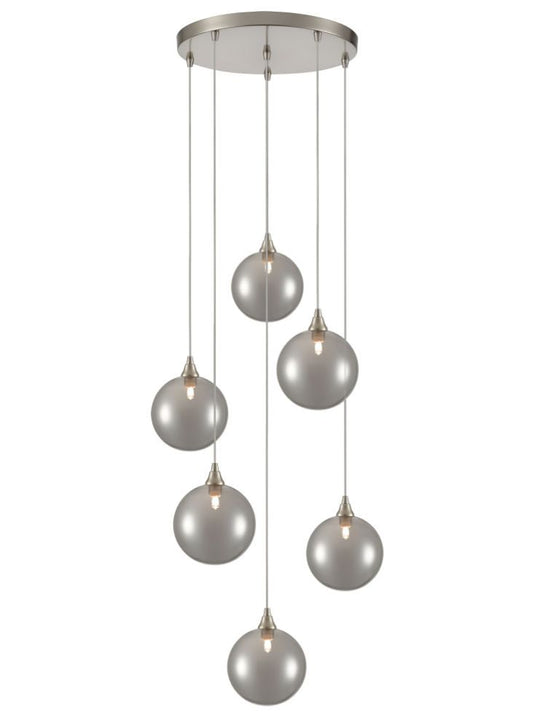 Galaxy 6 Light Spreader in satin nickel with smoked glass