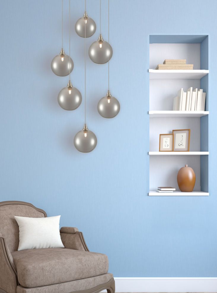 Galaxy 6 Light Spreader in satin nickel with smoked glass