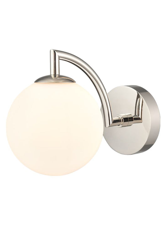 Globe Wall Light polished nickel with matt opal glass