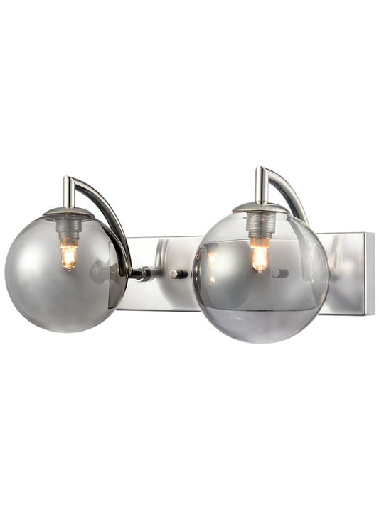 Globe  2lt Wall Light polished nickel with smoked glass