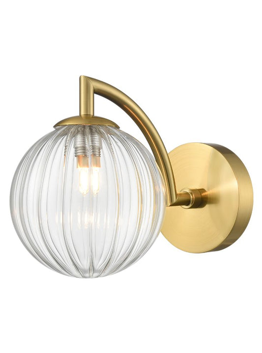 Globe Wall Light aged brass with clear glass