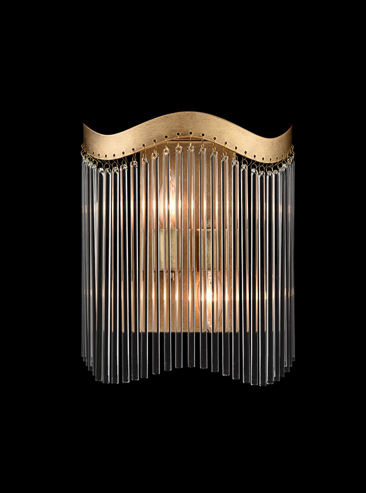 Harp 2lt Wall Light in Aged Brass