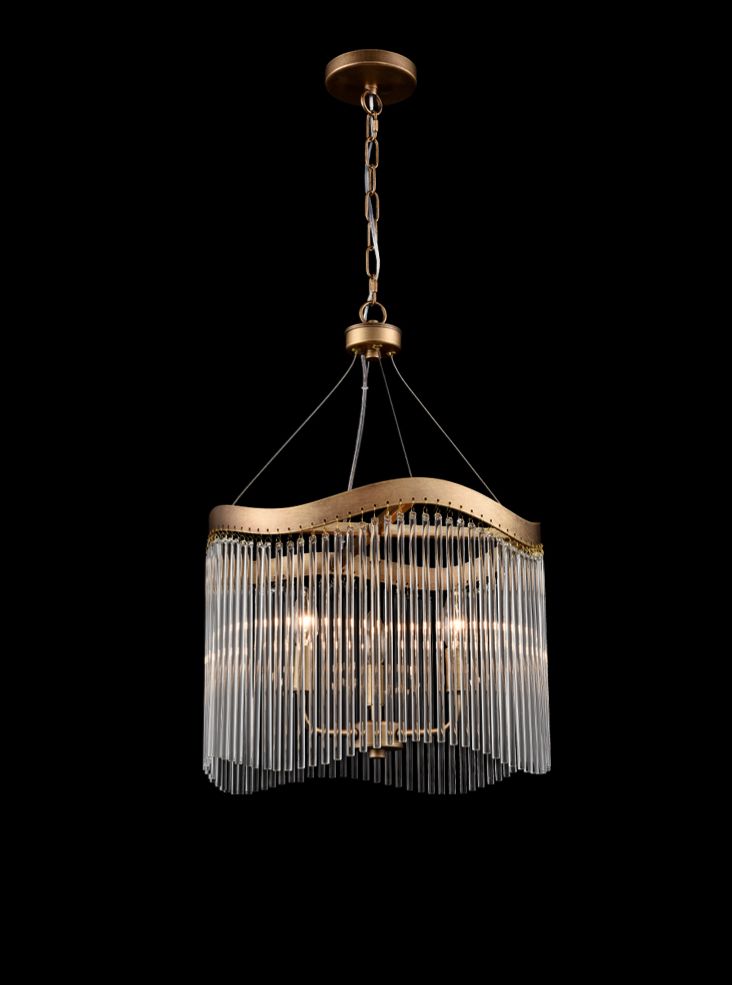 Harp 3lt Pendant in Aged Brass
