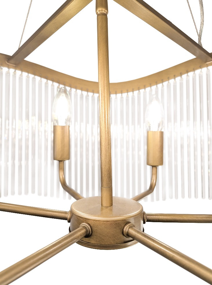 Harp 6lt Pendant in Aged Brass