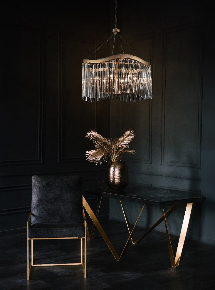 Harp 6lt Pendant in Aged Brass