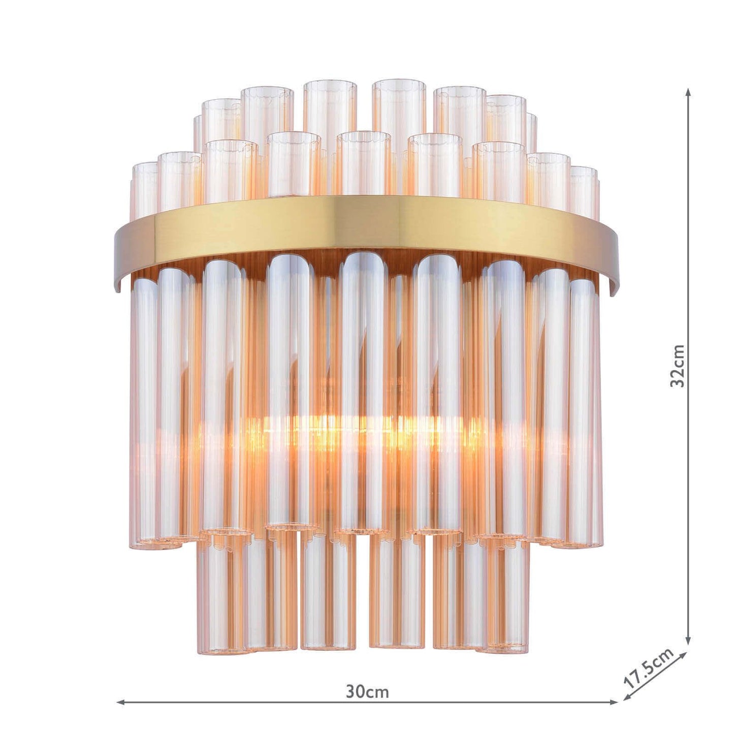 Imani 2 Light Wall Light Natural Brass and Champagne Glass