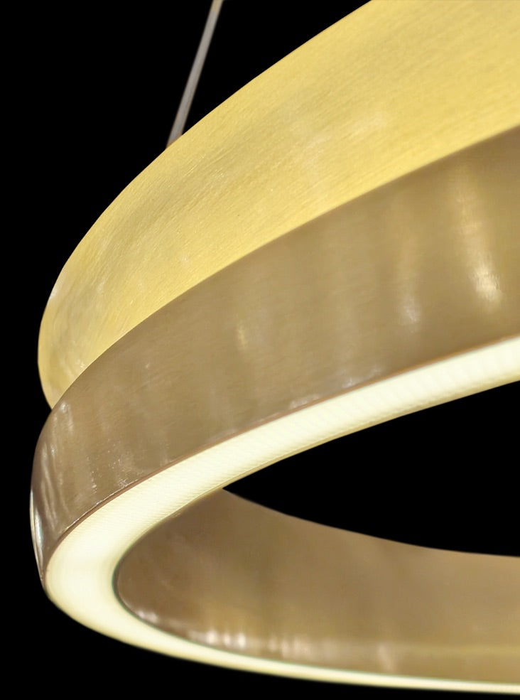 Eternity Double Tiered Satin Brass LED Pendant