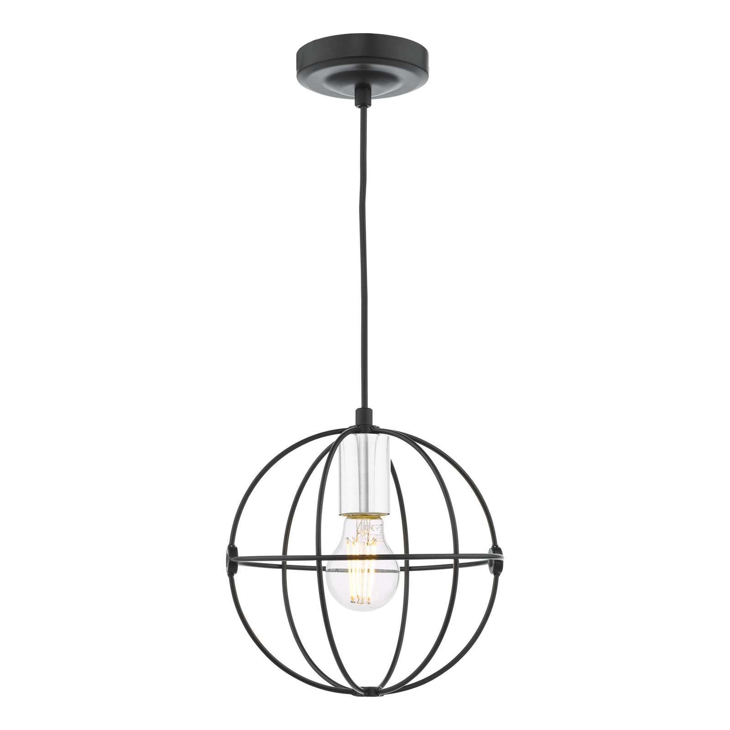 Javari 1 Light Pendant Matt Black/Polished Chrome