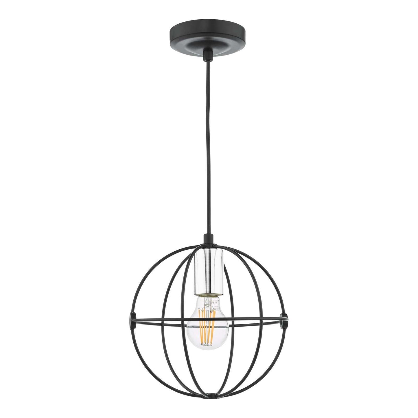 Javari 1 Light Pendant Matt Black/Polished Chrome